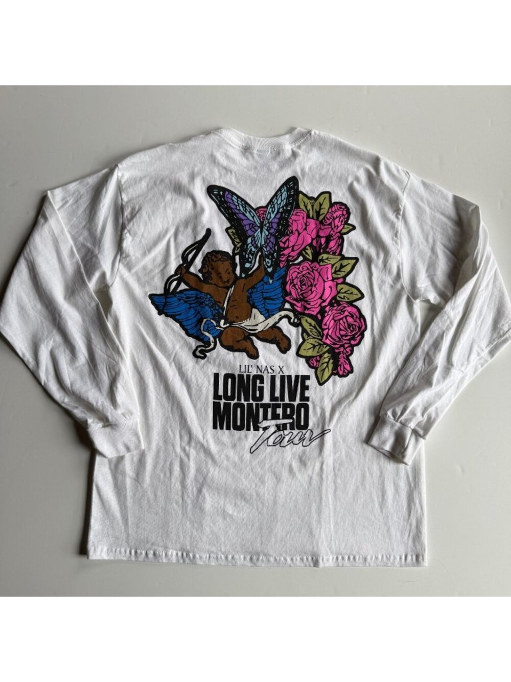 Lil Nas X Long Live Montero Tour Graphic White LS Concert T-Shirt  - Large